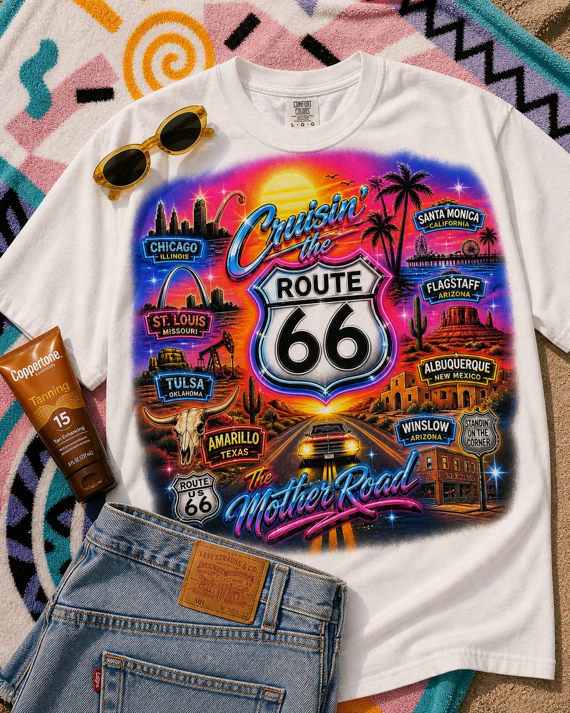 Cruisin the Route 66 Airbrush Graphic Tee product image 1
