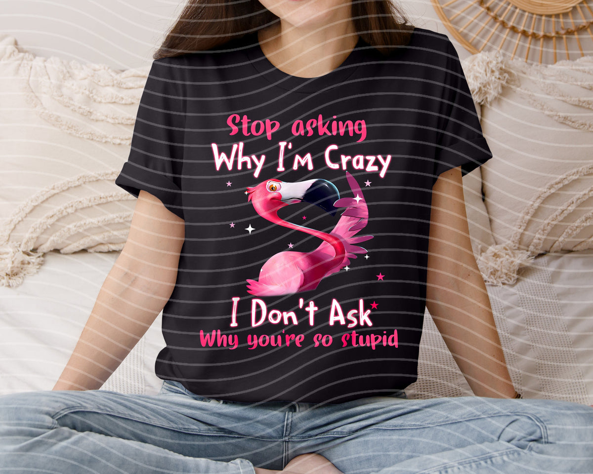 Stop Asking Why I'm Crazy Graphic Tee product image 1