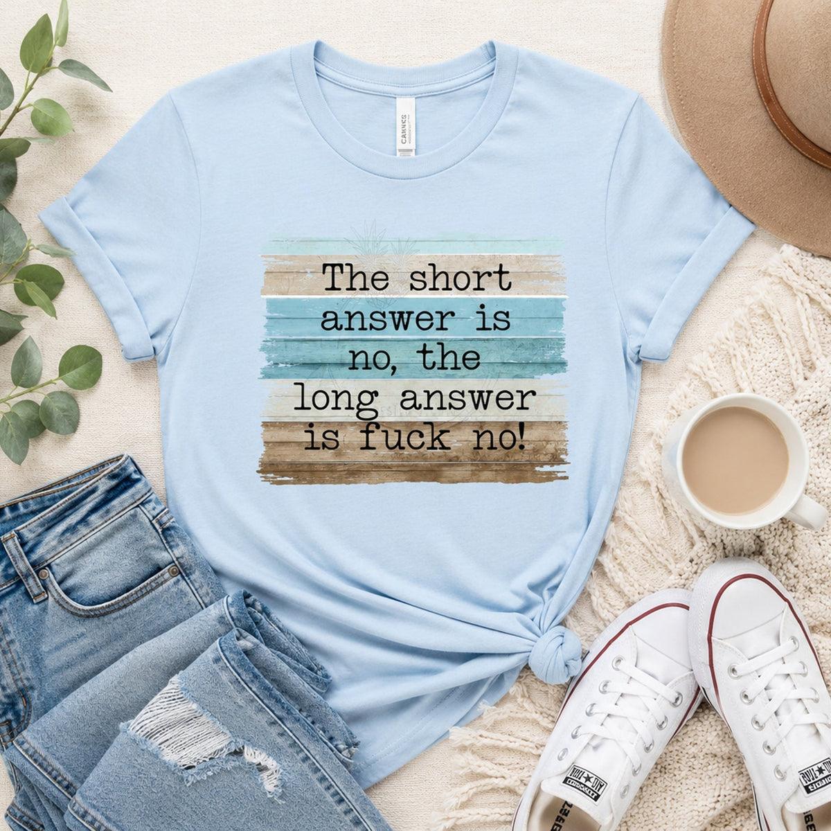 The Short Answer is No Graphic Tee product image 1
