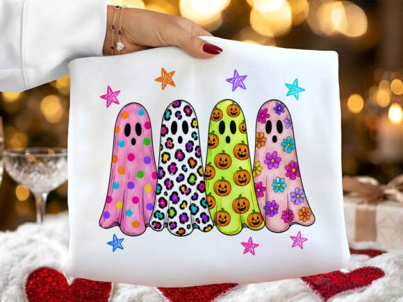 Bright Patterned Ghosts Graphic Tee product image 1
