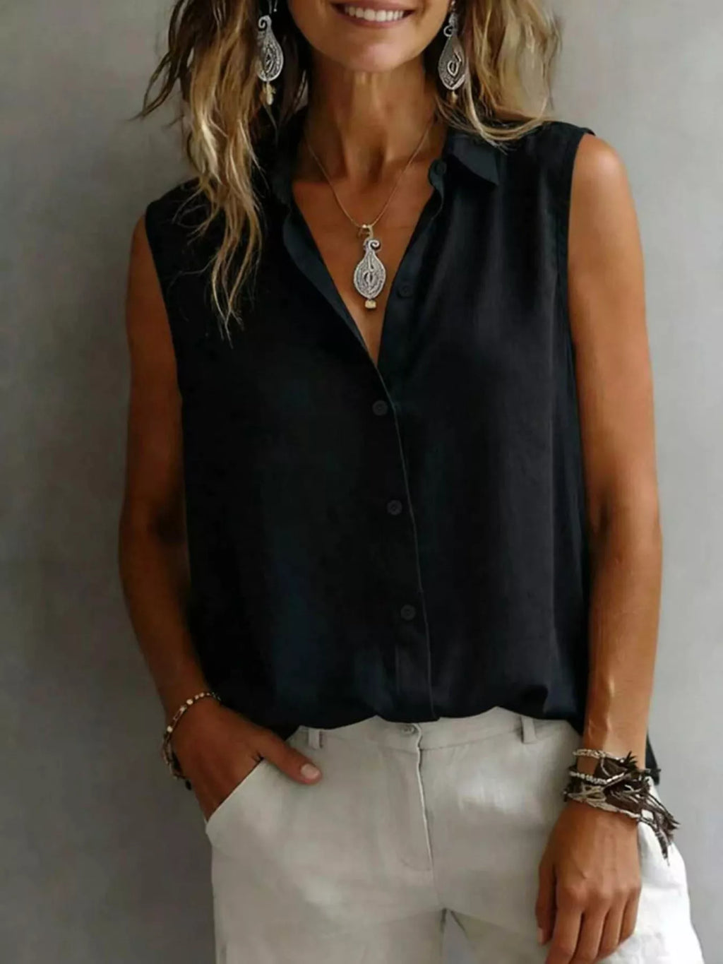 Sleeveless Button-Down Shirt product image 7
