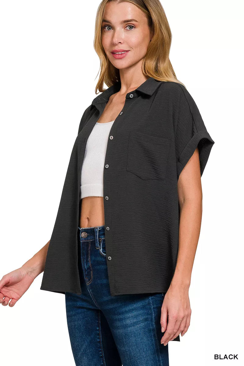Zenana Full Size Woven Airflow Button Down Shirt Plus product image 3