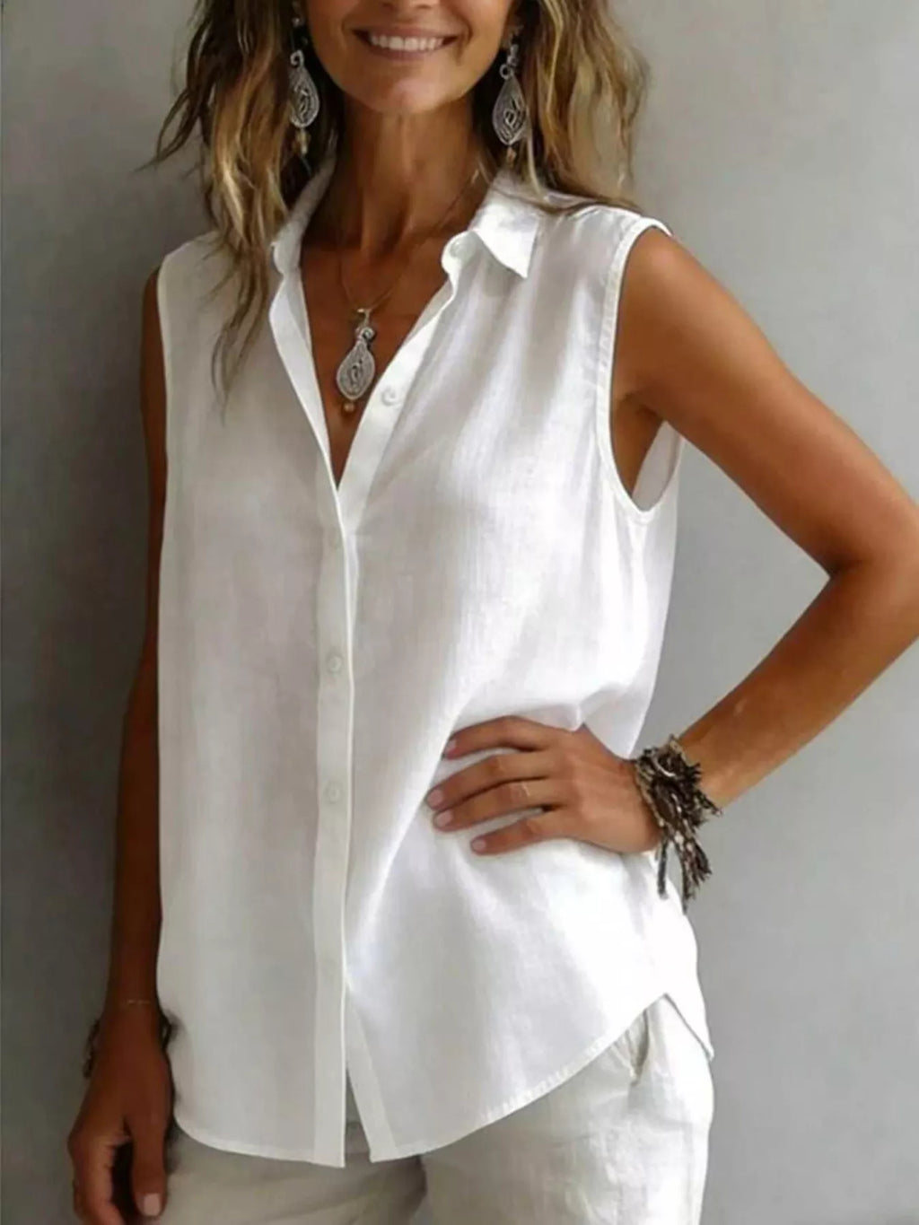 Sleeveless Button-Down Shirt product image 13