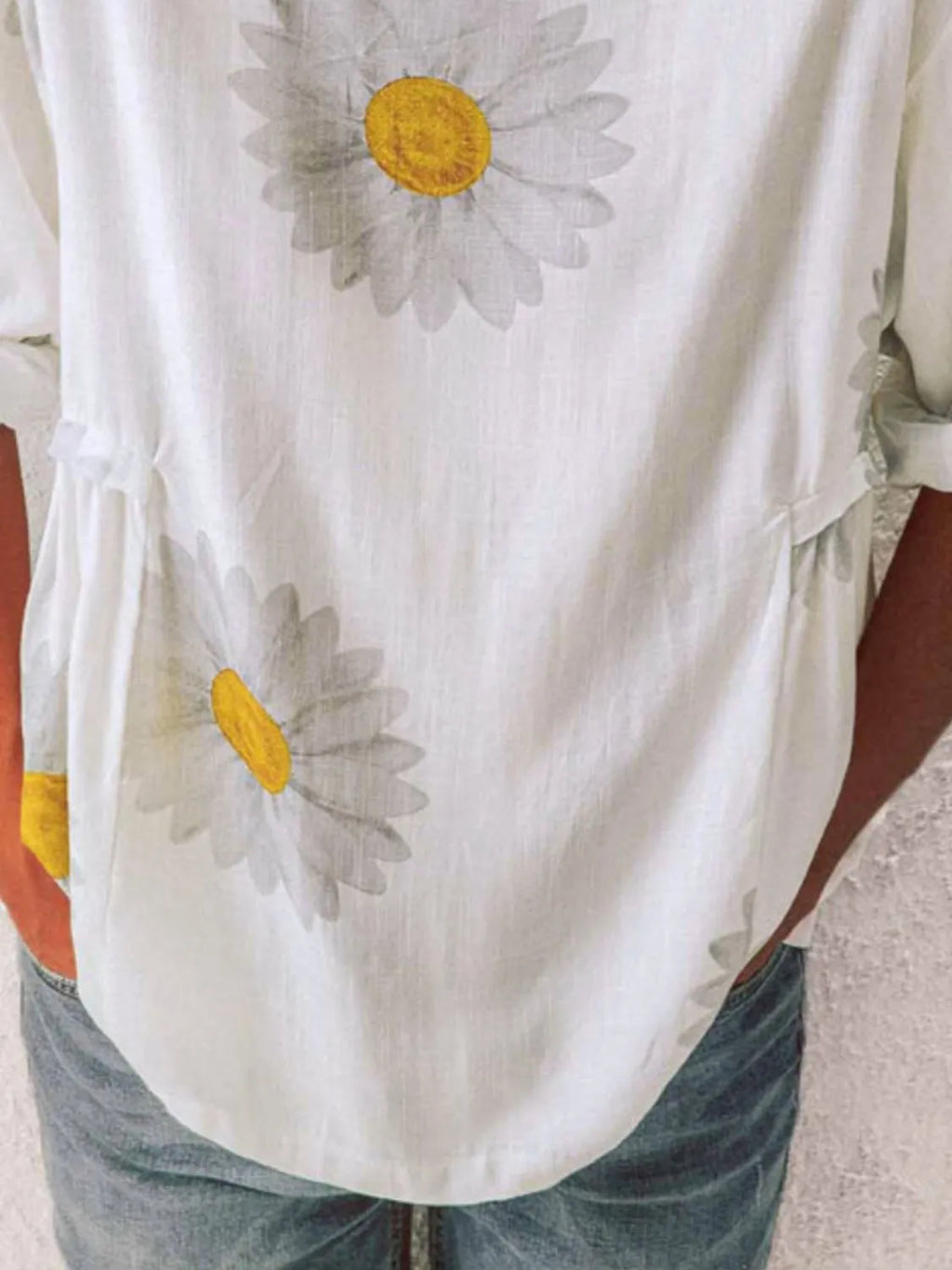 Full Size Flower Round Neck Half Sleeve T-Shirt Plus product image 4