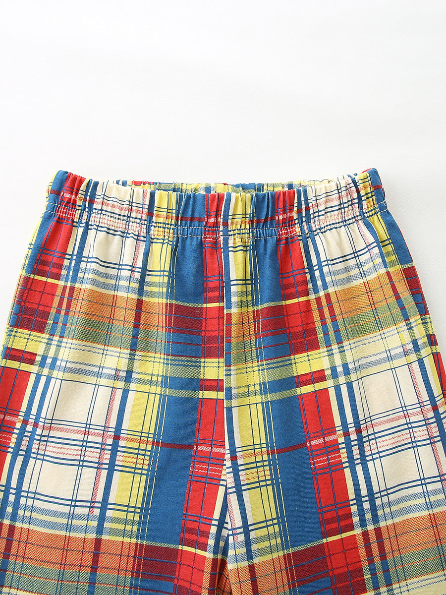 Children's Racing Car Print T-Shirt and Plaid Shorts Set product image 4