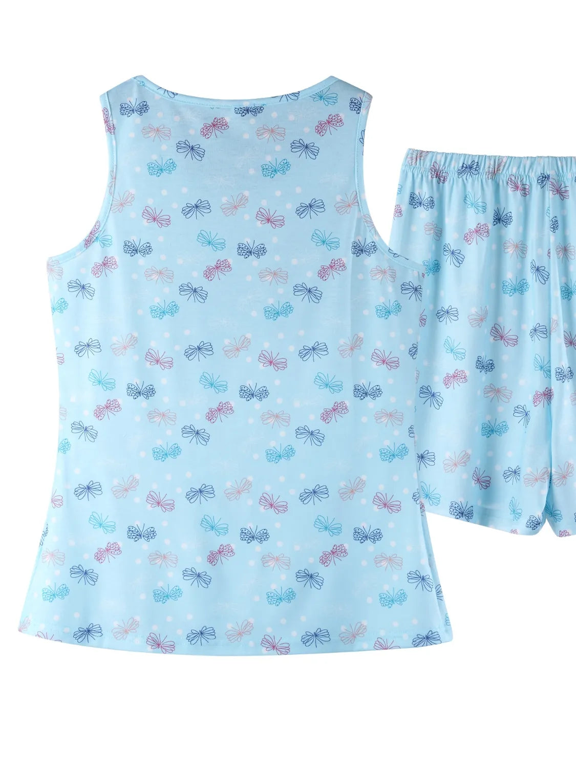 Printed Round Neck Top and Shorts Lounge Set product image 6