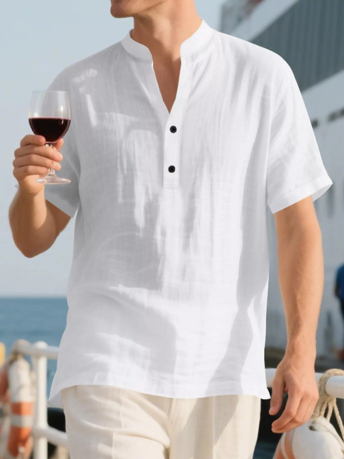 Men's Full Size Casual Linen Blend Short Sleeve Shirt Plus product image 10