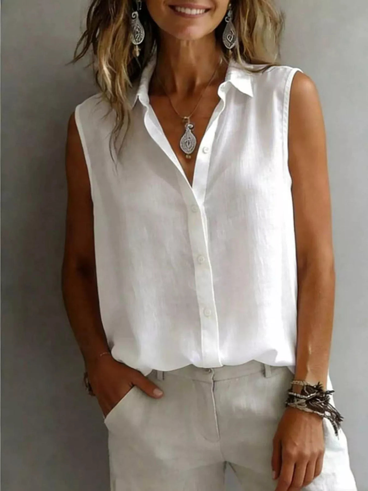 Sleeveless Button-Down Shirt product image 12