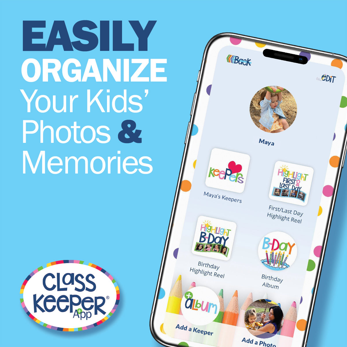 Mom Must-Have School Keepsake Kit | Class Keeper®, Photo Prop Deck & School Stickers | BONUS! App Membership + BONUS! Earn & Learn® Chore Chart Pad | (4) Styles