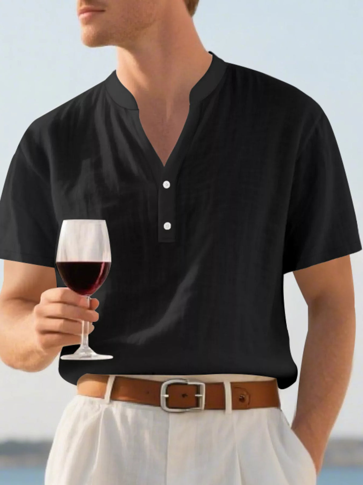 Men's Full Size Casual Linen Blend Short Sleeve Shirt Plus product image 6