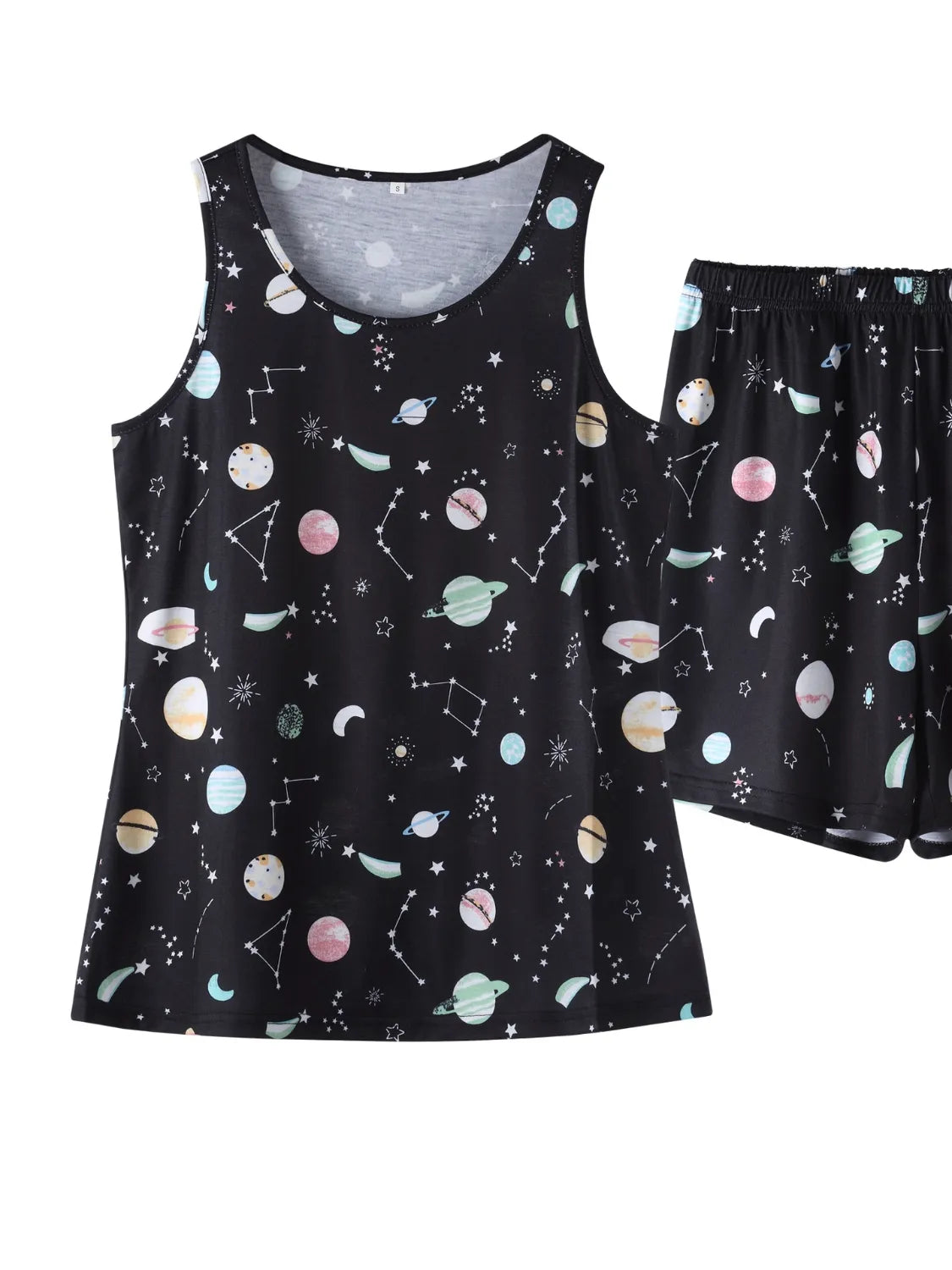 Printed Round Neck Top and Shorts Lounge Set product image 3