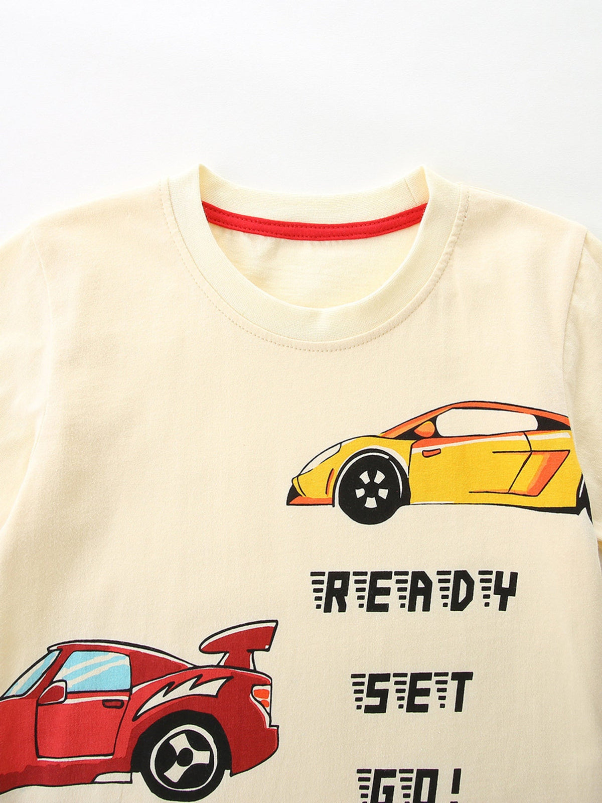 Children's Racing Car Print T-Shirt and Plaid Shorts Set product image 3