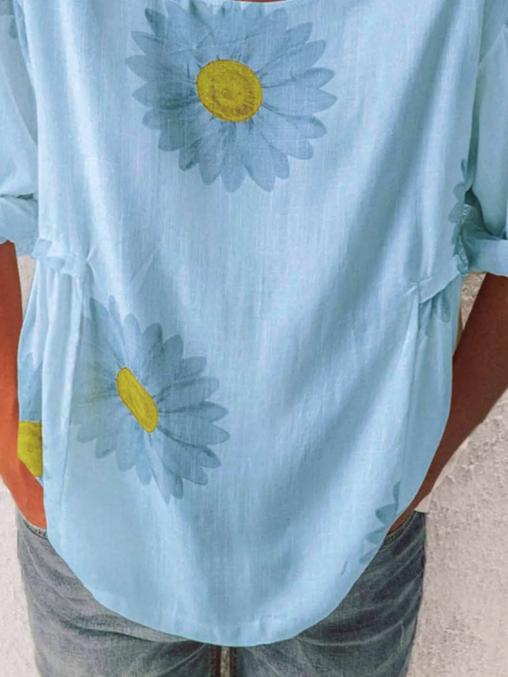 Full Size Flower Round Neck Half Sleeve T-Shirt Plus product image 7