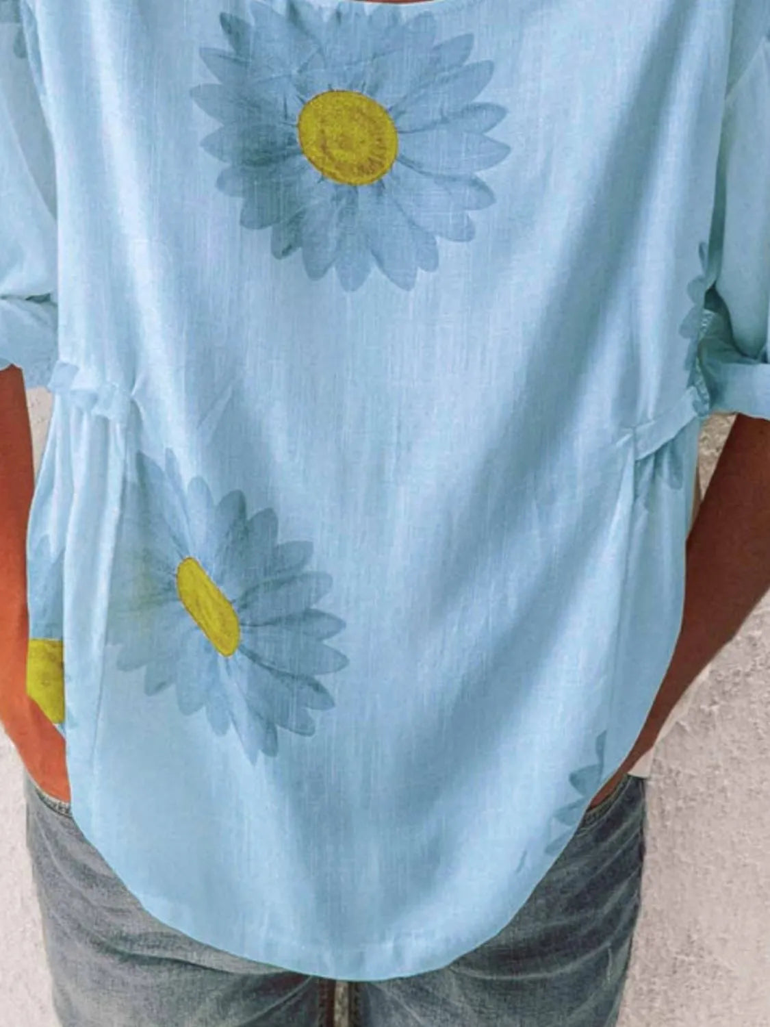 Full Size Flower Round Neck Half Sleeve T-Shirt Plus product image 7