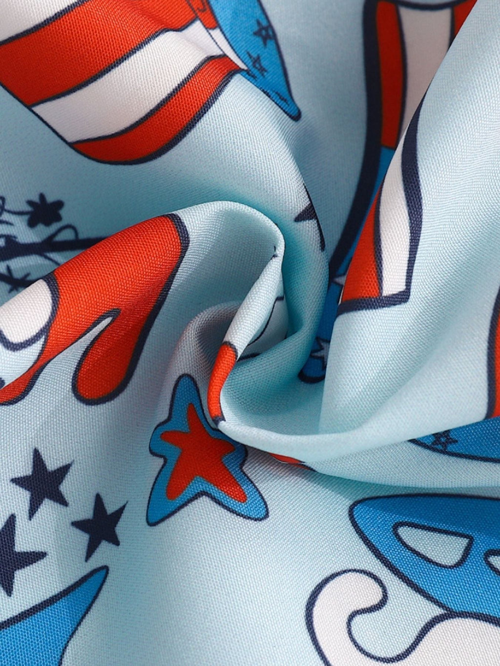 Children's Patriotic Print Tie Strap Ruffle Hem Jumpsuit