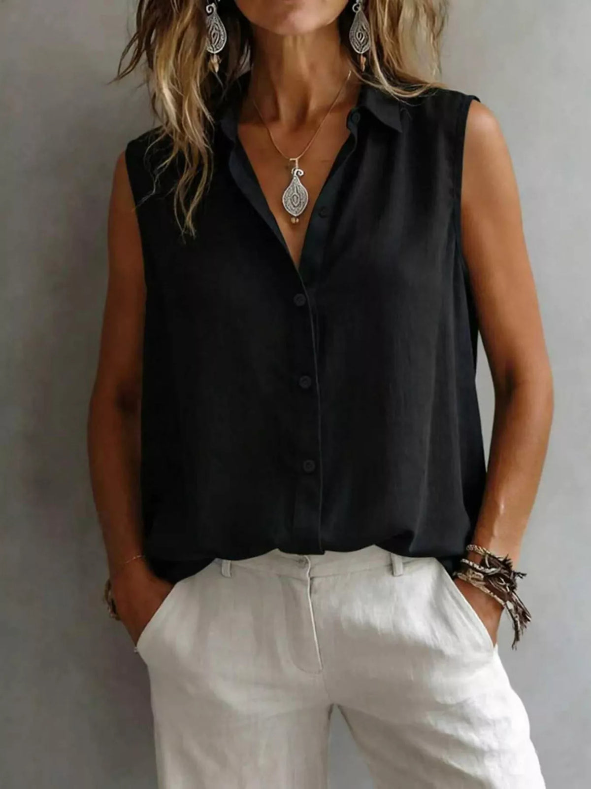 Sleeveless Button-Down Shirt product image 9