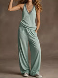 Full Size V-Neck Tank Top & Wide-Leg Pants Set Plus product image 1